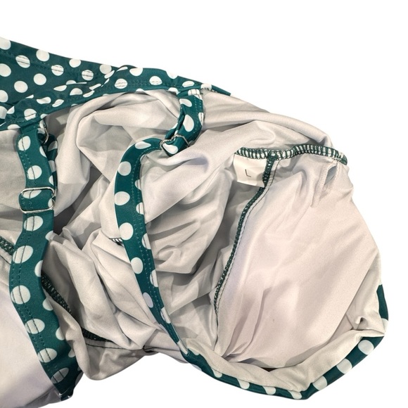 Polka Dot Woman’s Tankini  Swimsuit Top Green White Size Large - Picture 6 of 6